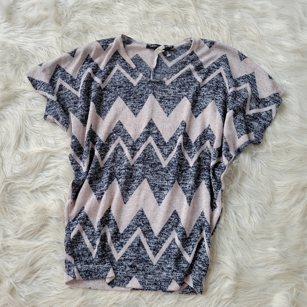 Batwing Knit Top Tan Black Chevron Absolute Angel